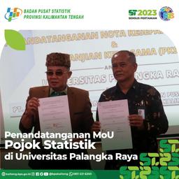 Penandatanganan MoU Pojok Statistik antara BPS Prov. Kalimantan Tengah dan Universitas Palangka Raya