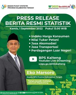 Press Release Berita Resmi Statistik Kalimantan Tengah 1 September 2022