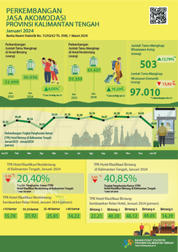 January 2024 ROR For Star Hotels In Kalimantan Tengah Is 40.85 Percent With A Total Of 36,056 Guests Staying