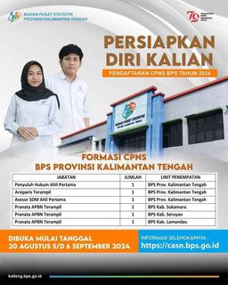 Central Kalimantan Province BPS CPNS Selection 2024 Opened