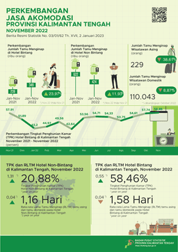 November 2022 The ROR For Star Hotels During November 2022 Reached 58.46 Percent And The Number Of Guests Staying Was 40,532 People