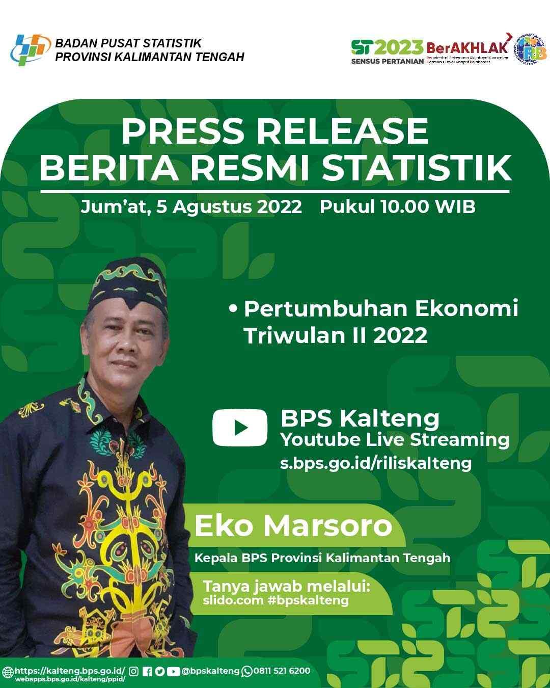 Press Release Berita Resmi Statistik Kalimantan Tengah 5 Agustus 2022