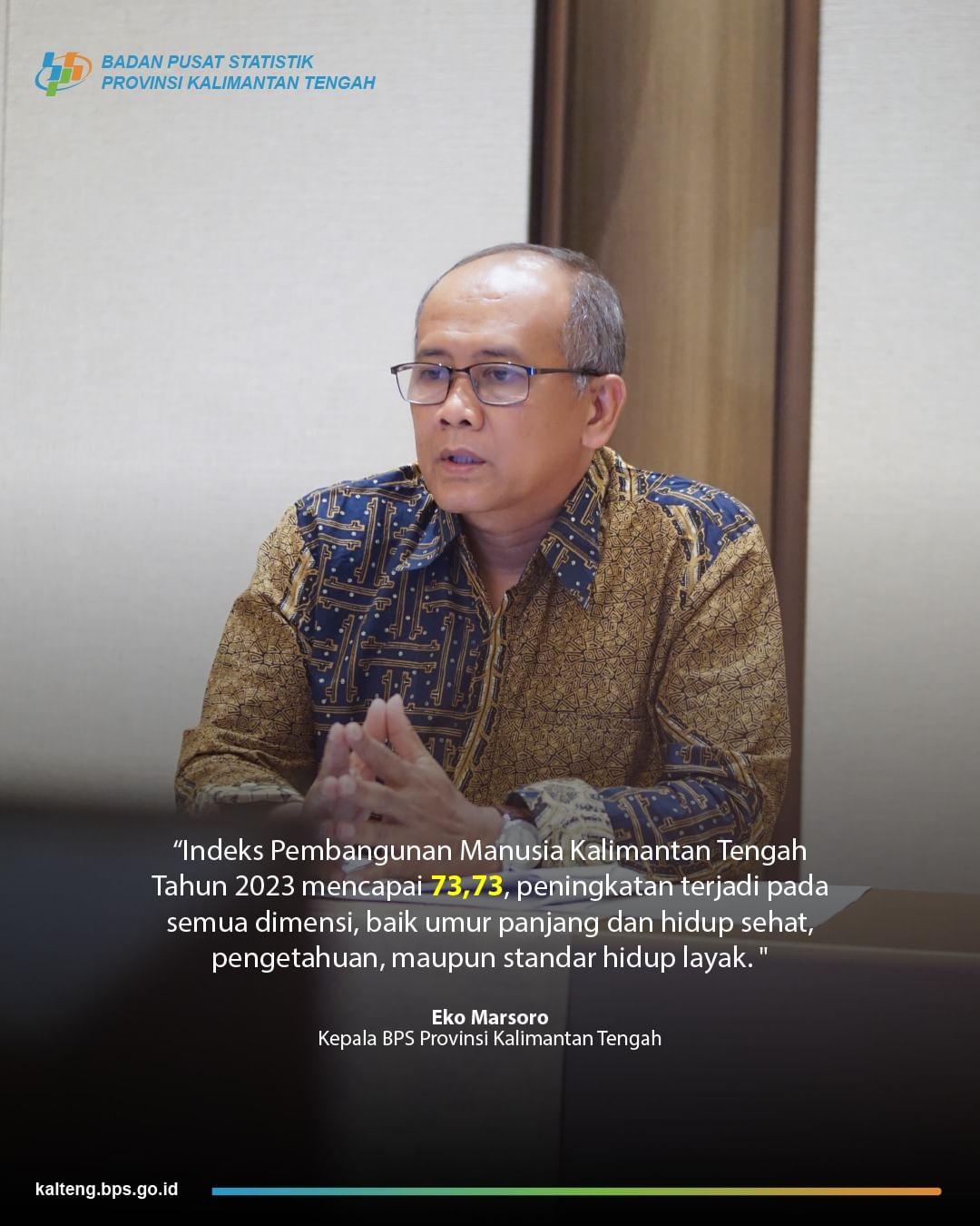 Indeks Pembangunan Manusia (IPM) tahun 2023 Kalimantan Tengah