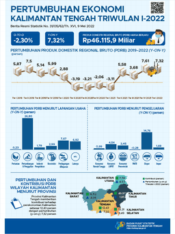 Kalimantan Tengah Economy Quarter I-2022 7.32% (Y-On-Y)