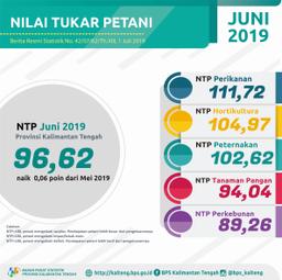 Selama Juni 2019, NTP Naik 0,06 Poin Menjadi 96,62 Persen.