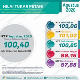 NTP Gabungan Di Provinsi Kalimantan Tengah Agustus 2020 Sebesar 100,40