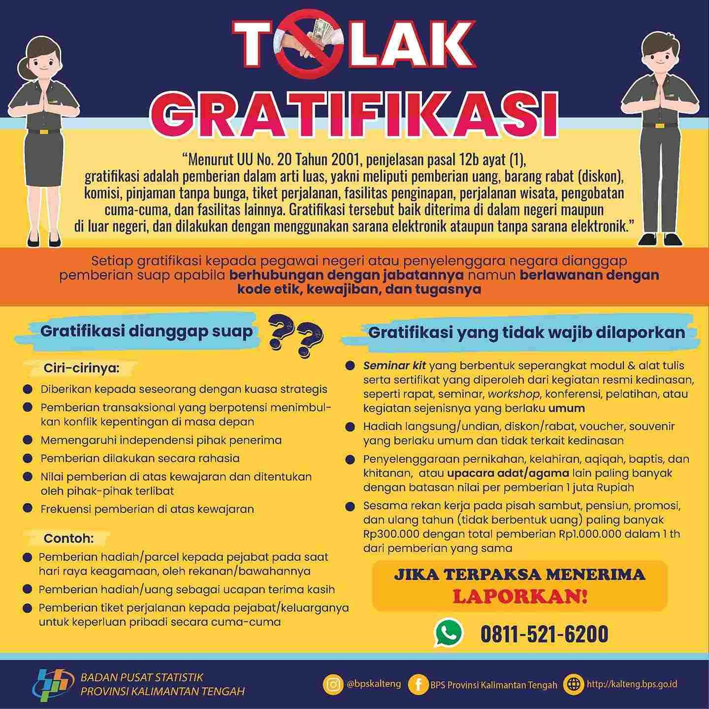 Badan Pusat Statistik Provinsi Kalimantan Tengah berkomitmen untuk "Tolak Gratifikasi"