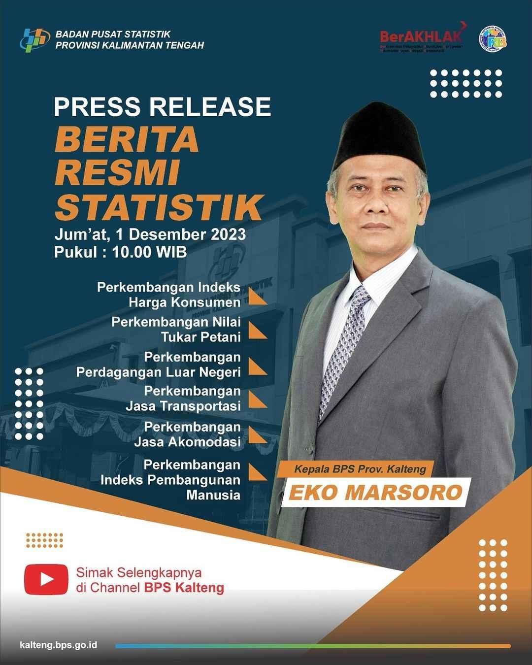 Press Release Berita Resmi Statistik Kalimantan Tengah 1 Desember 2023